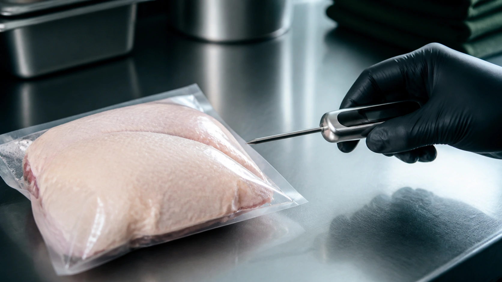 Control de temperatura de un producto alimentario refrigerado.
