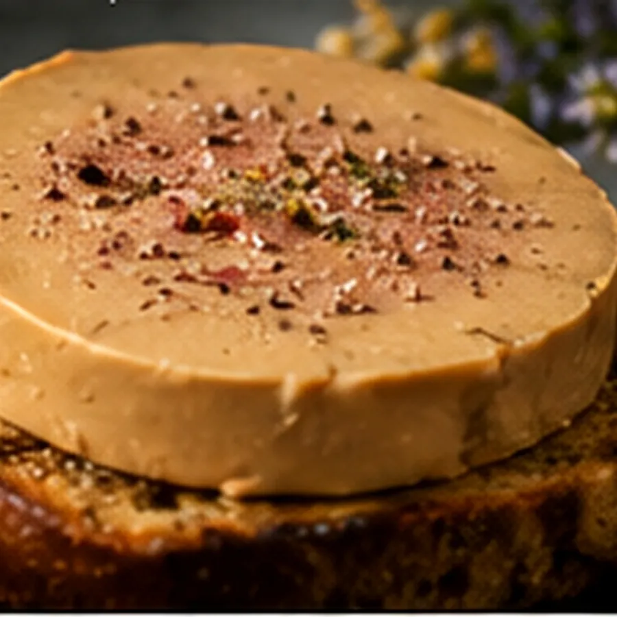 Foie gras de pato presentado sobre pizarra